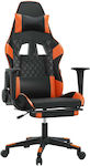 vidaXL 3143770 Καρέκλα Gaming Δερματίνης με Υποπόδιο Μαύρο / Πορτοκαλί