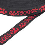 Soft Synthetic Dog Leash Black with Red Dogs 25 mm Thickness 1.5 - 25 Meters