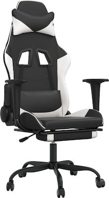 vidaXL 3143658 Gaming Chair with Footrest Black / White