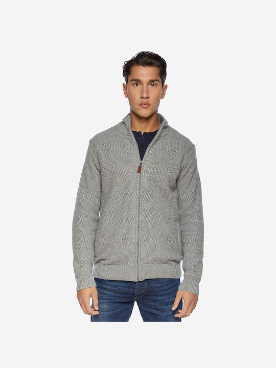 Brokers Jeans Men's Knitted Cardigan with Zipper Gray