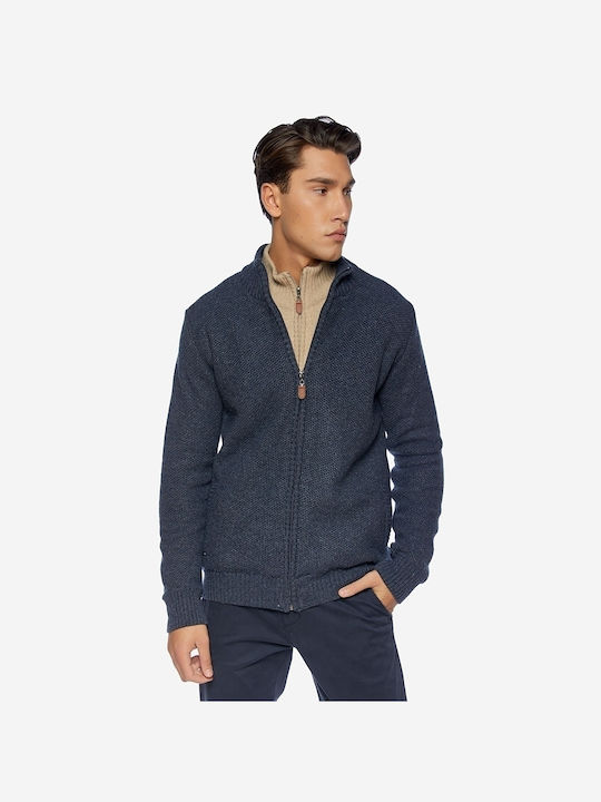 Brokers Jeans Men's Knitted Cardigan with Zipper Navy Blue