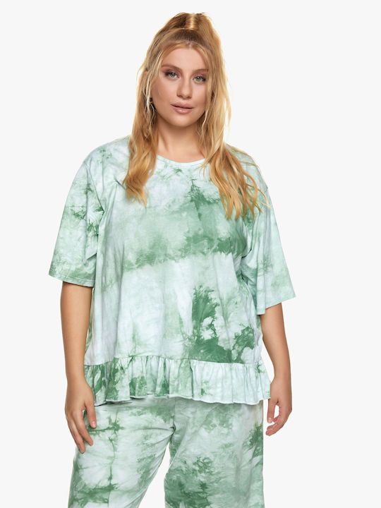 Cotton Blouse with Tie Dye Volleys Green