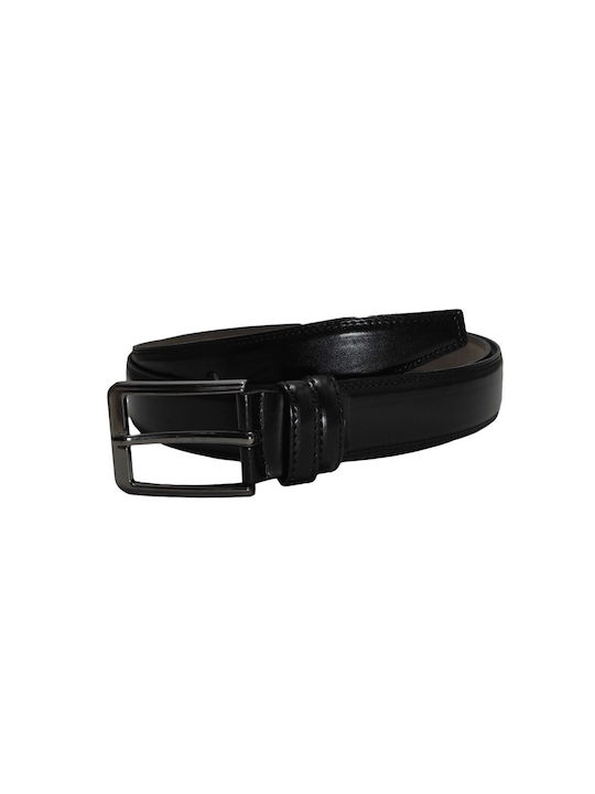 MUCCAS Men's Glossy Leatherette Belt 3.5cm Black