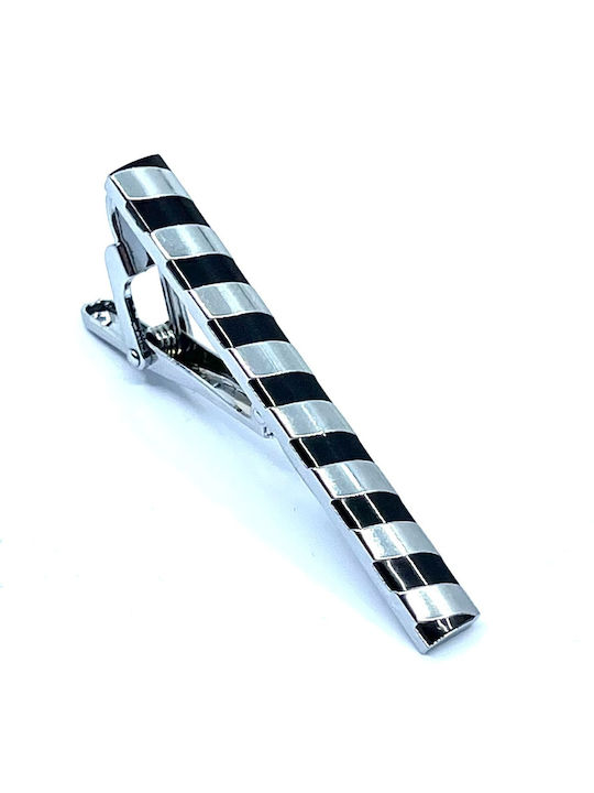 Silver Tie Clip with Black Enamel 5.5 cm