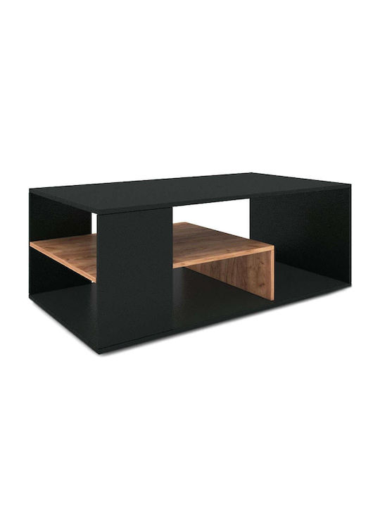 Rectangular Coffee Table Gerardo Black / Light Walnut L110xW60xH42cm
