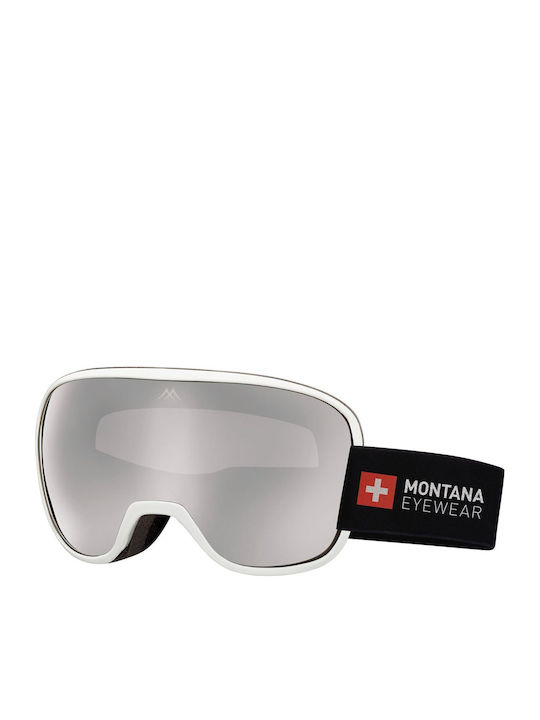 Montana Eyewear Ски & Сноуборд Маска Детска Бял с Леща Димен в Цвят Сив