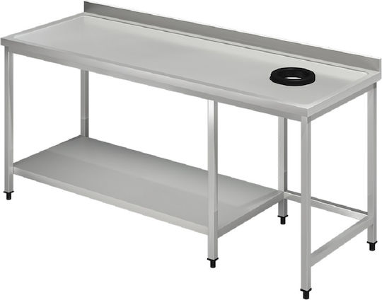Inox Dobros Steel Workbench with Hole for Bucket L200xD70xH86cm