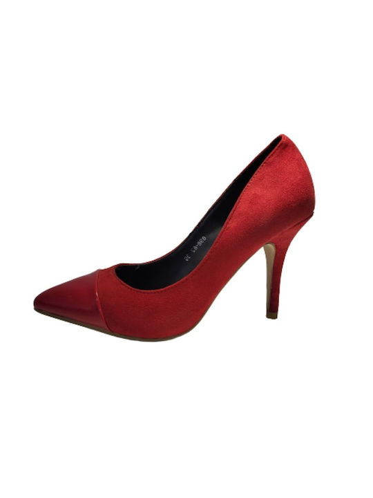 Women's red suede pump