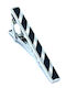 Diagonaler Silberner Krawattenclip mit schwarzem Emaille 5,5 cm