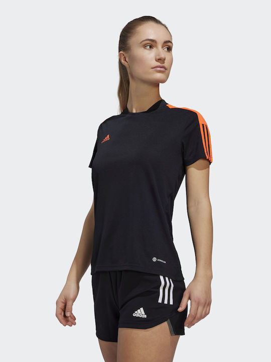 Adidas Tiro Essentials Jersey Damen Sportlich T-shirt Schnell trocknend Gestreift Schwarz