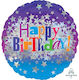Balloon Foil Round Blue Happy Birthday Bright Stars 45.7cm