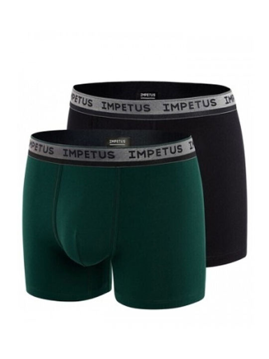 IMPETUS Men's Boxershorts 2er-Pack schwarz und grün, Farbe Grün