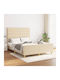 Double Upholstered Bed with Fabric Cream for Mattress 140x200cm