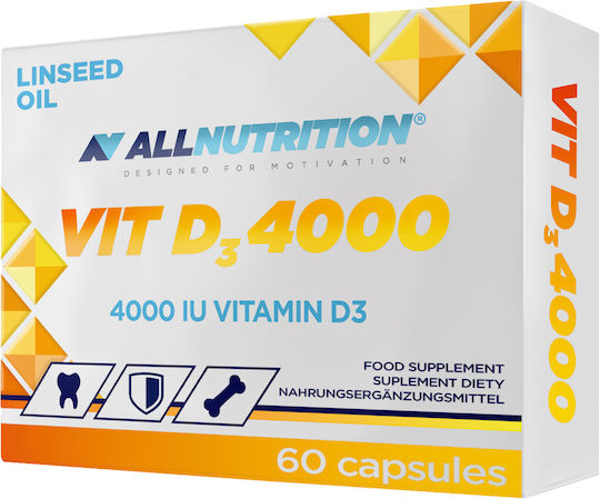 AllNutrition Vit D3 4000 Βιταμίνη για Ενίσχυση του Ανοσοποιητικού & την Υγεία των Οστών 4000iu 60 κάψουλες