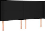 vidaXL Bed Headboard made of Fabric in Black Color 203x16x118cm