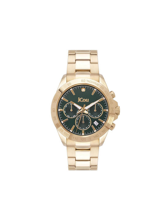 Jcou Meduse Watch Chronograph with Gold Metal Bracelet