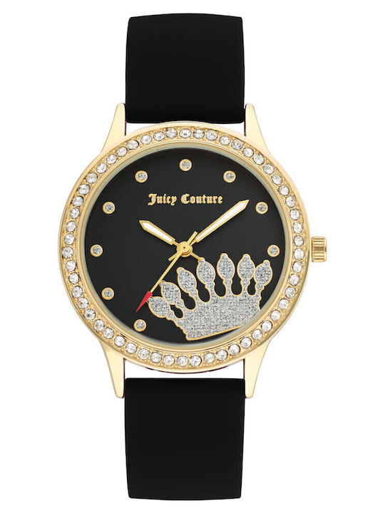 Juicy Couture Γυναικείο Ρολόι 38mm Μπαταρίας με Μαύρο Δερμάτινο Λουράκι
