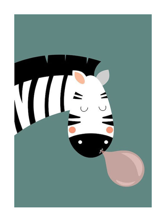 Posters - Poster Zebra with bubble gum Paper 15x20cm