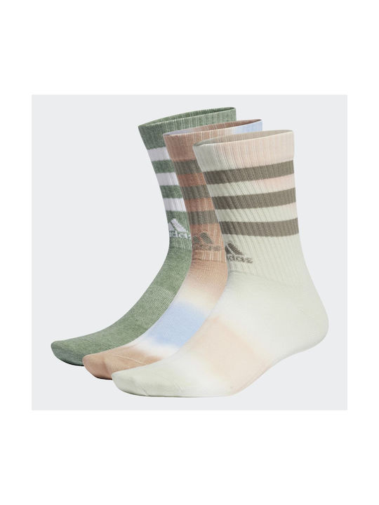 Adidas Αθλητικές Κάλτσες Πολύχρωμες 3 Ζεύγη White / White / Silver Green Mel