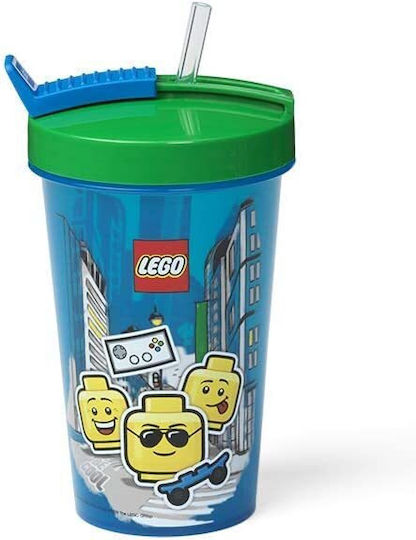 LEGO Ιconic Boy Ποτήρι Νερού από Πλαστικό με Καλαμάκι 500ml 40441724