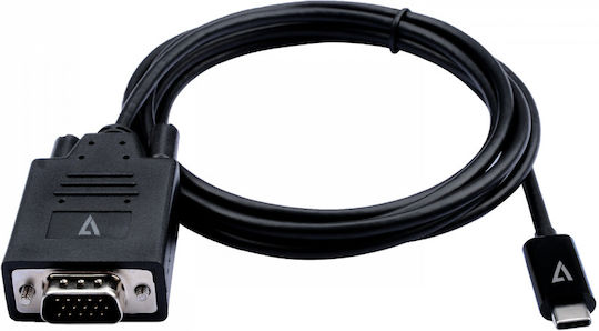 V7 USB 2.0 Cable USB-C male - VGA Μαύρο 2m V7UCVGA-2M