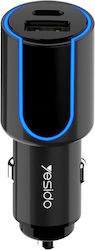Yesido Y32 Încărcător Auto cu Porturi 1xUSB-A 1xType-C Yesido Y32 Încărcător Auto cu Porturi 1xUSB-A 1xType-C