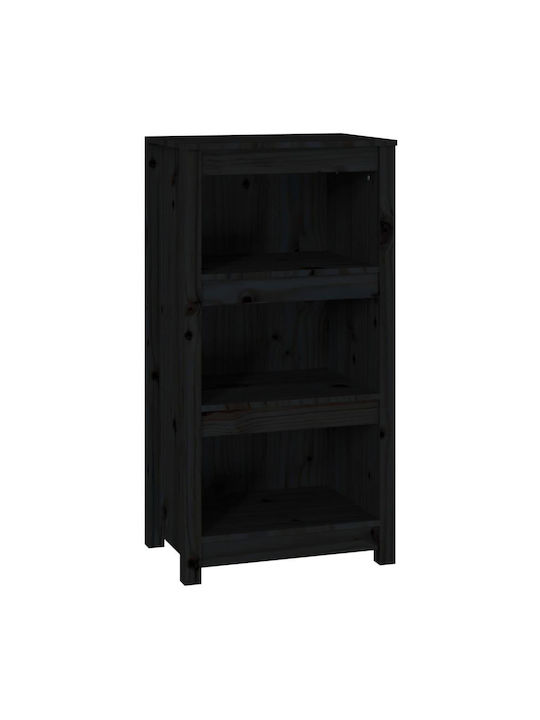 Bookcase Black Velvet-Black Metal 50x35x97cm