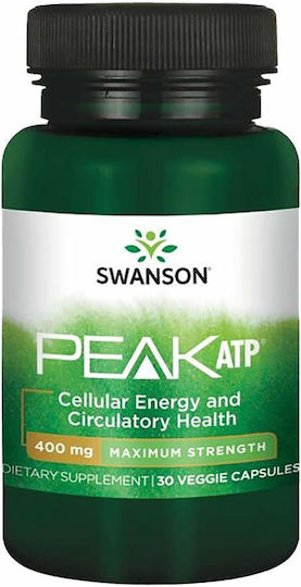 Swanson Peak ATP Maximum Strength 400mg Συμπλήρωμα Pre Workout 30 κάψουλες