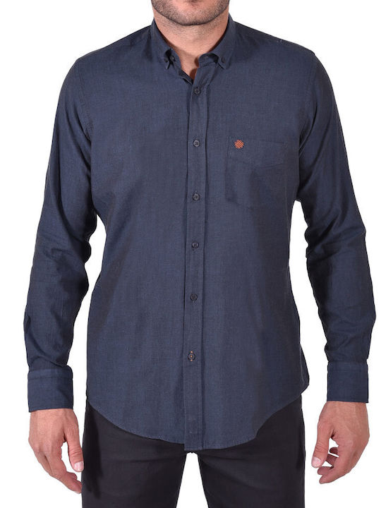 Dors Long Sleeve Shirt in Regular Fit Navy Blue