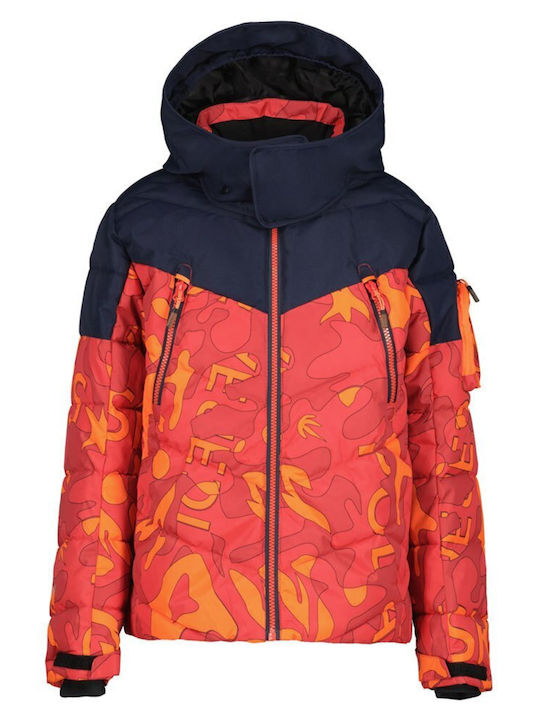 Waterproof Kids' Sports Jacket Short Windproof with Lining & Hood Red