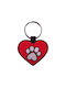 Keychain Paw Heart Fabric Red