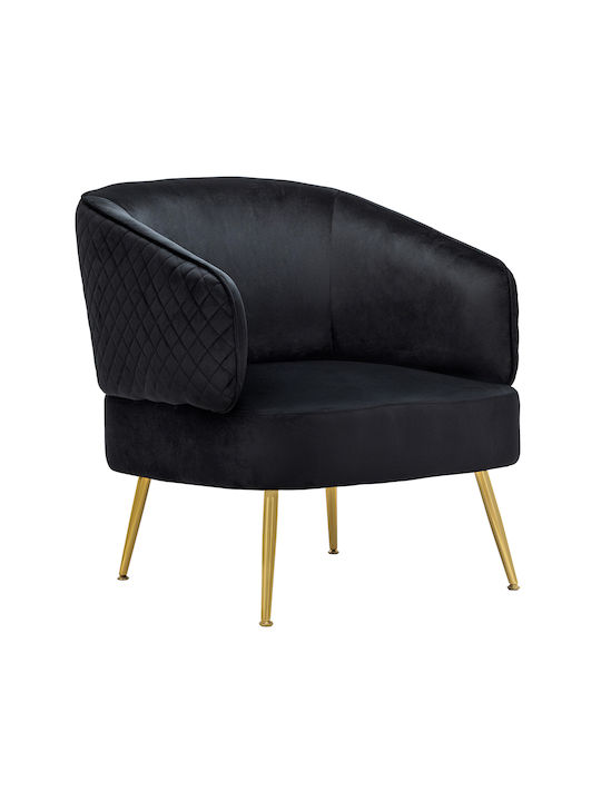 Armchair Claire 67x75x55cm Black Velvet-Black Metal