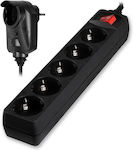 Powertech 5-Outlet Power Strip with Surge Protection 2m Black