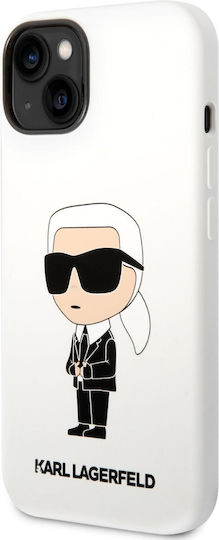 Karl Lagerfeld Ikonik NFT Umschlag Rückseite Silikon Weiß (iPhone 14 Plus)