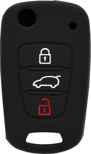 Θήκη Κλειδιού από Σιλικόνη με 3 Κουμπιά για Hyundai Elantra / Kia Sportage σε Μαύρο Χρώμα
