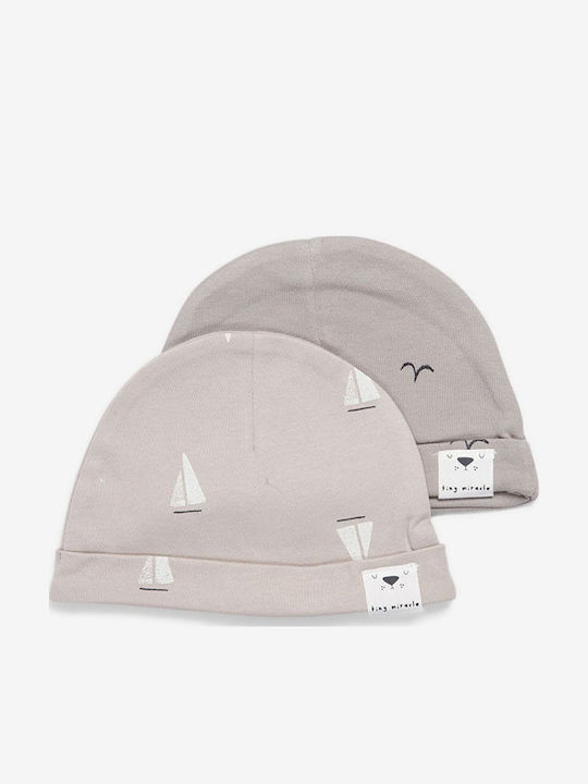 Boats Birds Kinder Mütze Set Stoff Beige 2Stück