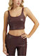 Women's Crop Top Leather Sleeveless Brown