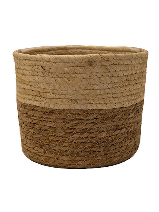 Decorative Basket Wicker Natural with Ecru 25x25x19.5cm Atmosphera