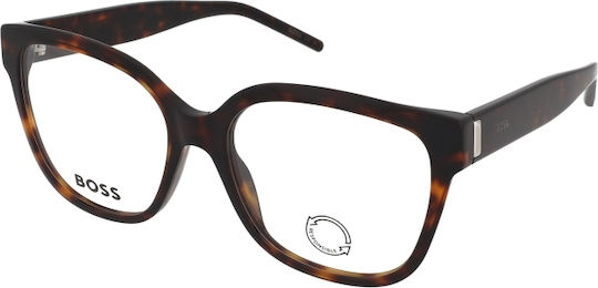 Boss Damen Acetat Katzenauge Braun Schildpatt Brillengestelle mit Rezept BOSS 1456 086