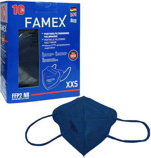 Famex Disposable Protective Mask FFP2 NR XXS Kids Navy Blue 100pcs