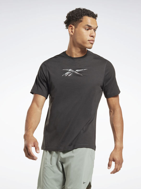 Reebok Speedwick Graphic Αθλητικό Ανδρικό T-shirt Night Black με Στάμπα