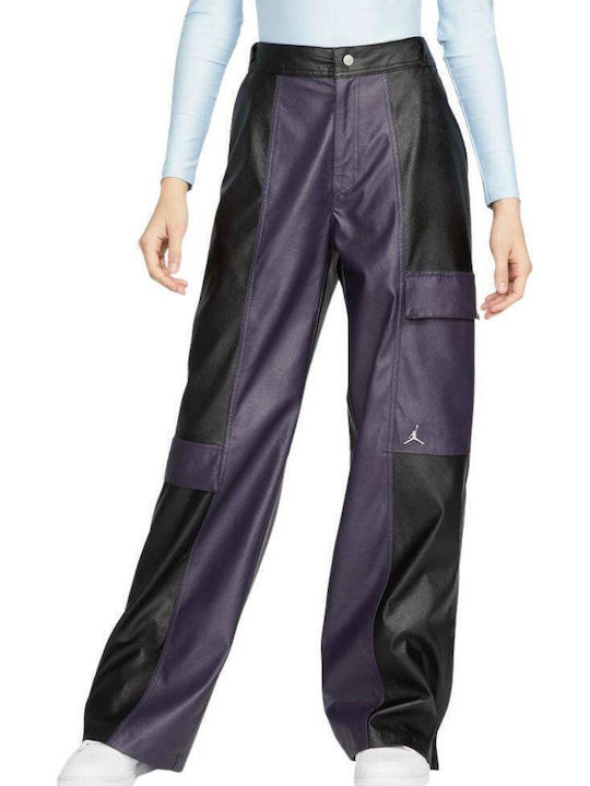 Jordan Classics Capsule 2.0 Women's High-waisted Fabric Trousers Wide Black / Purple