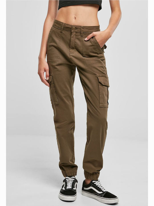 Urban Classics Women's Fabric Cargo Trousers Khaki