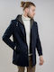 Blue semi-coat with detachable hood, LEXTON