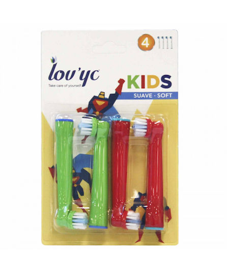 Lov'Yc Super Heroes Electric Toothbrush Replacement Heads 4 Pieces