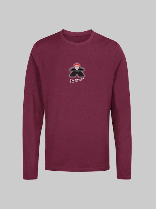 Picasso Meeple long-sleeved T-shirt - OXBLOOD