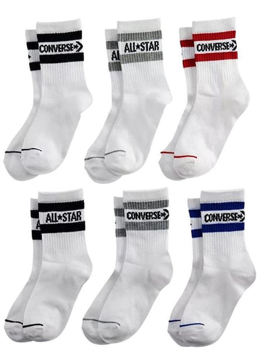 Converse Παιδικές Κάλτσες Μακριές Λευκές 6 Ζευγάρια
