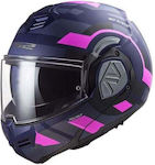 LS2 FF906 Advant Velum Modular Helmet with Sun Visor ECE 22.06 1650gr Matt Blue / Fluo Pink