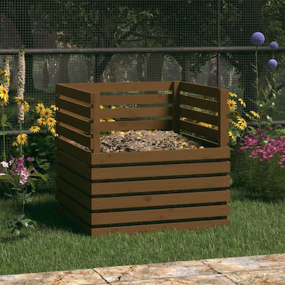 822190 Wooden Open Type Composter Honey Brown 80 x 80 x 78 cm