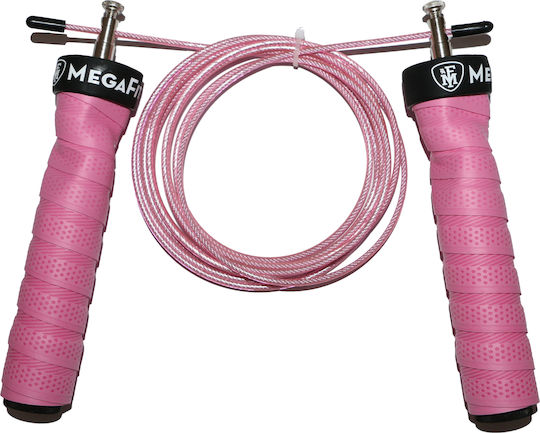 MegaFitness Wire / PVC Adjustable Jump Rope with Ball Bearings Pink Premium 3m